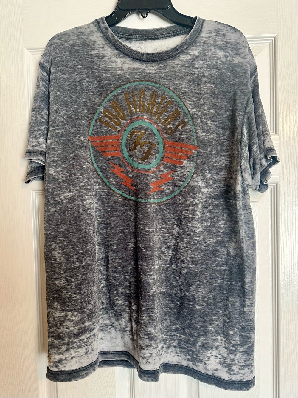 Gray Acid-Wash Foo Fighters Graphic Band Tee